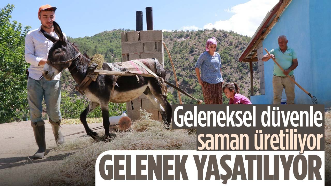 Konya'da gelenek yaşatılıyor: Geleneksel düvenle saman üretiyorlar