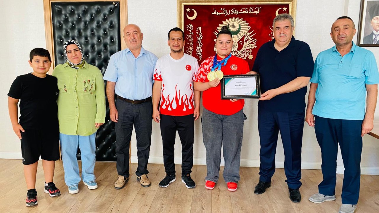 Madrid'den Bozkır'a! Avrupa Şampiyonu olan Milli Halterci Sudenaz Yılmaz memleketi Bozkır'da