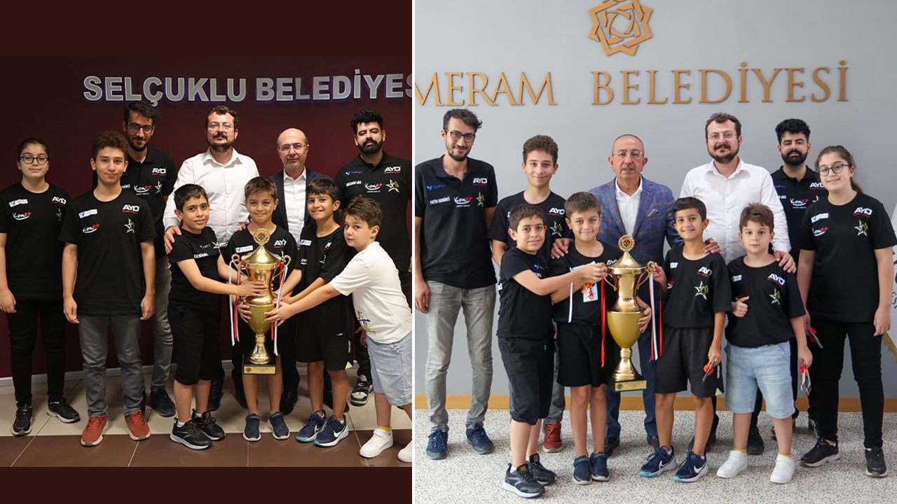 Kupayı aldılar Konya'da başkanları ziyaret ettiler