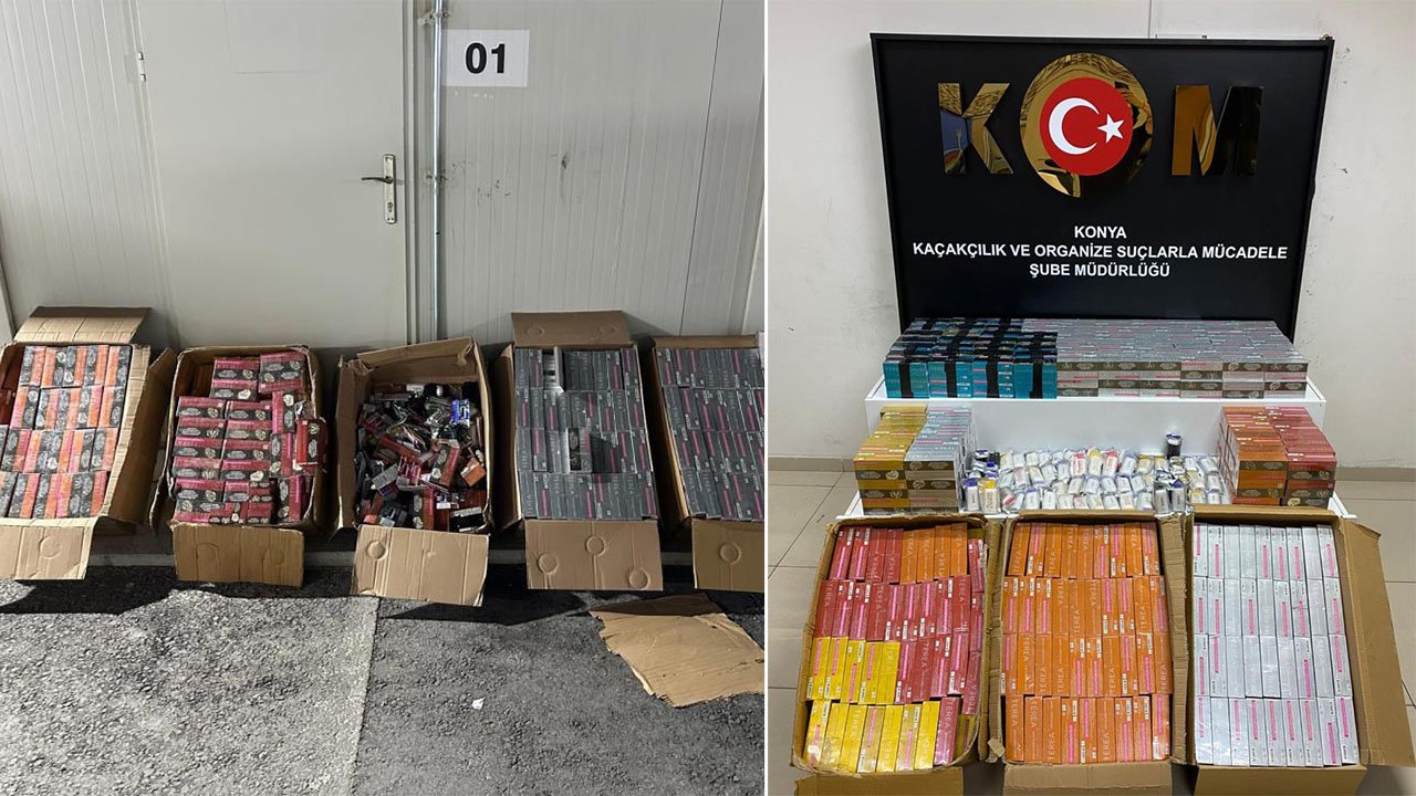 Konya'da Tırdan 9 düzensiz göçmen ve 1,5 milyonluk kaçak elektronik sigara çıktı