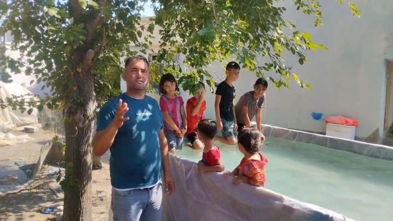 Sıcaktan bunalan çocuklar için römorkta sürpriz havuz!