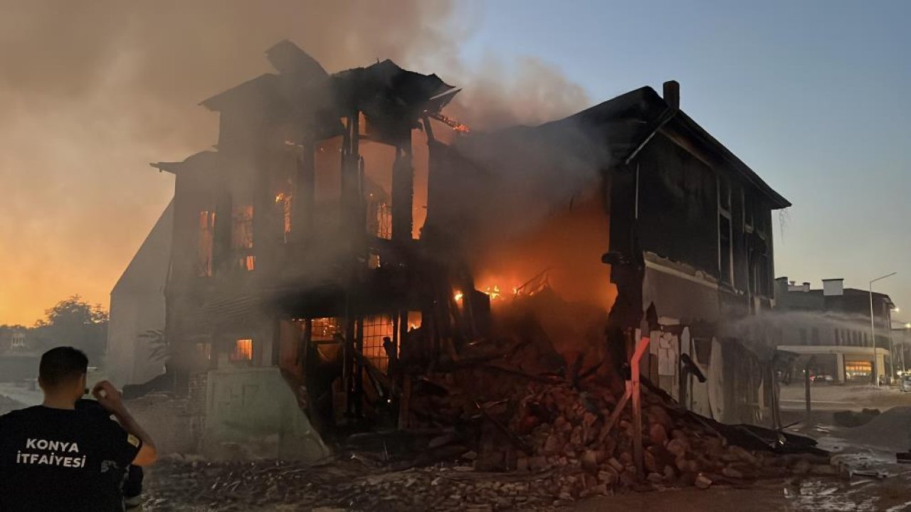Konya’da metruk binada yangın çıktı! 4 saatte kontrol altına alındı