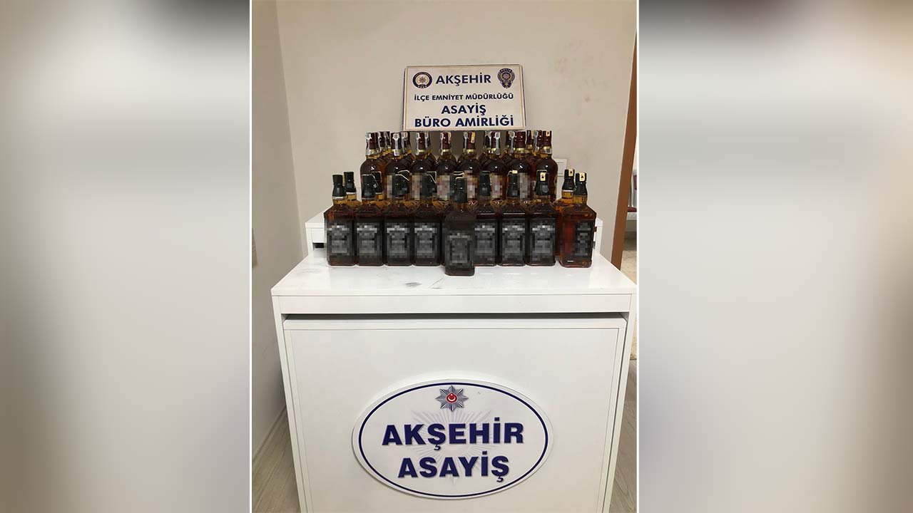 Akşehir’de 59 şişe kaçak içki ele geçirildi