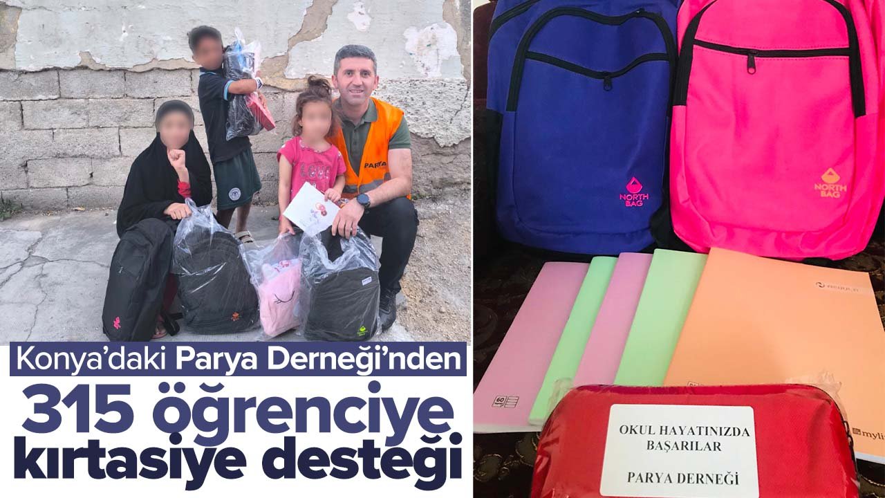 Konya'da okula başlayacak 315 ihtiyaç sahibi öğrenciye sırt çantası ve kırtasiye seti hediye ettiler