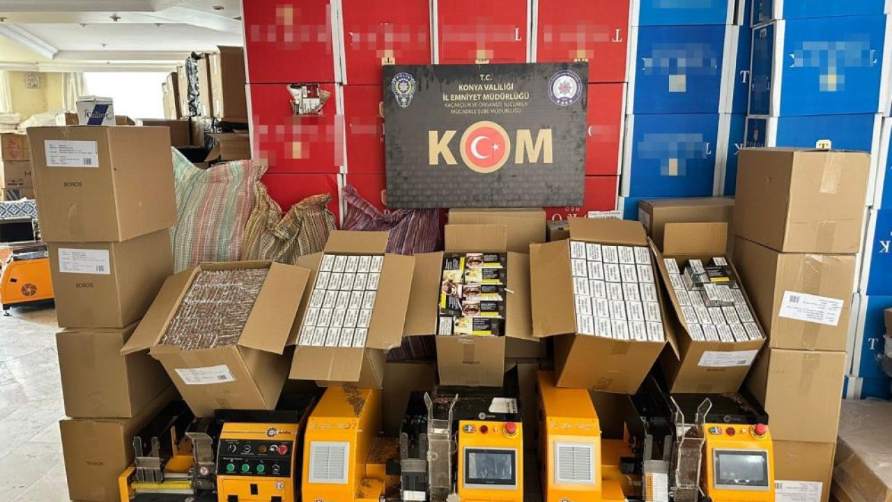 Konya'da kaçak sigara üretilen eve baskın