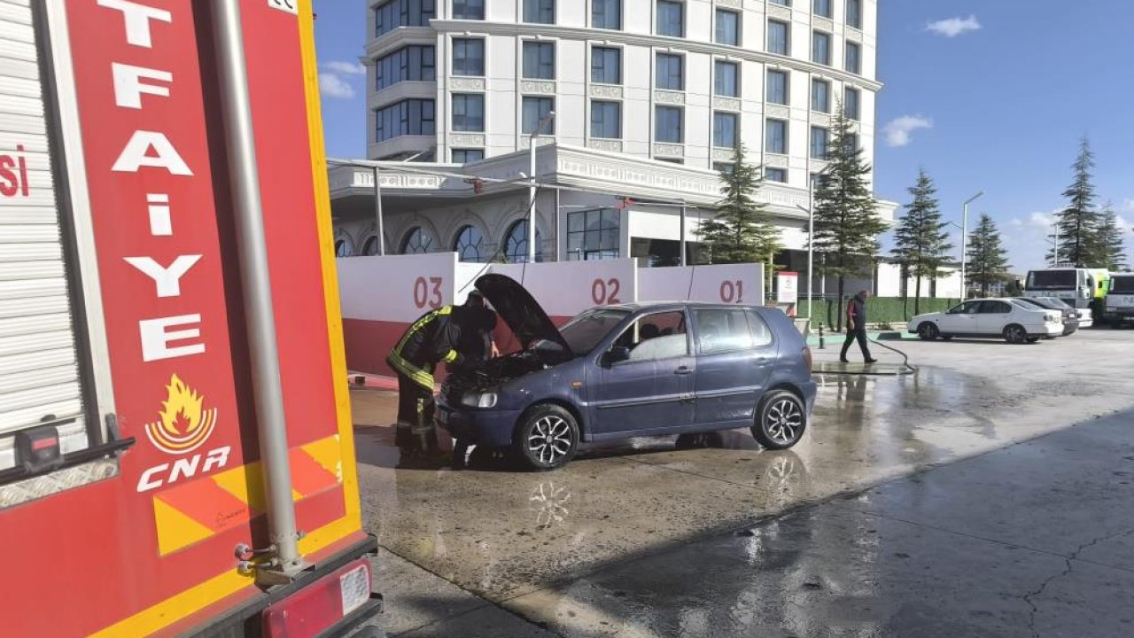 Karapınar'da otomobil yangını paniğe neden oldu