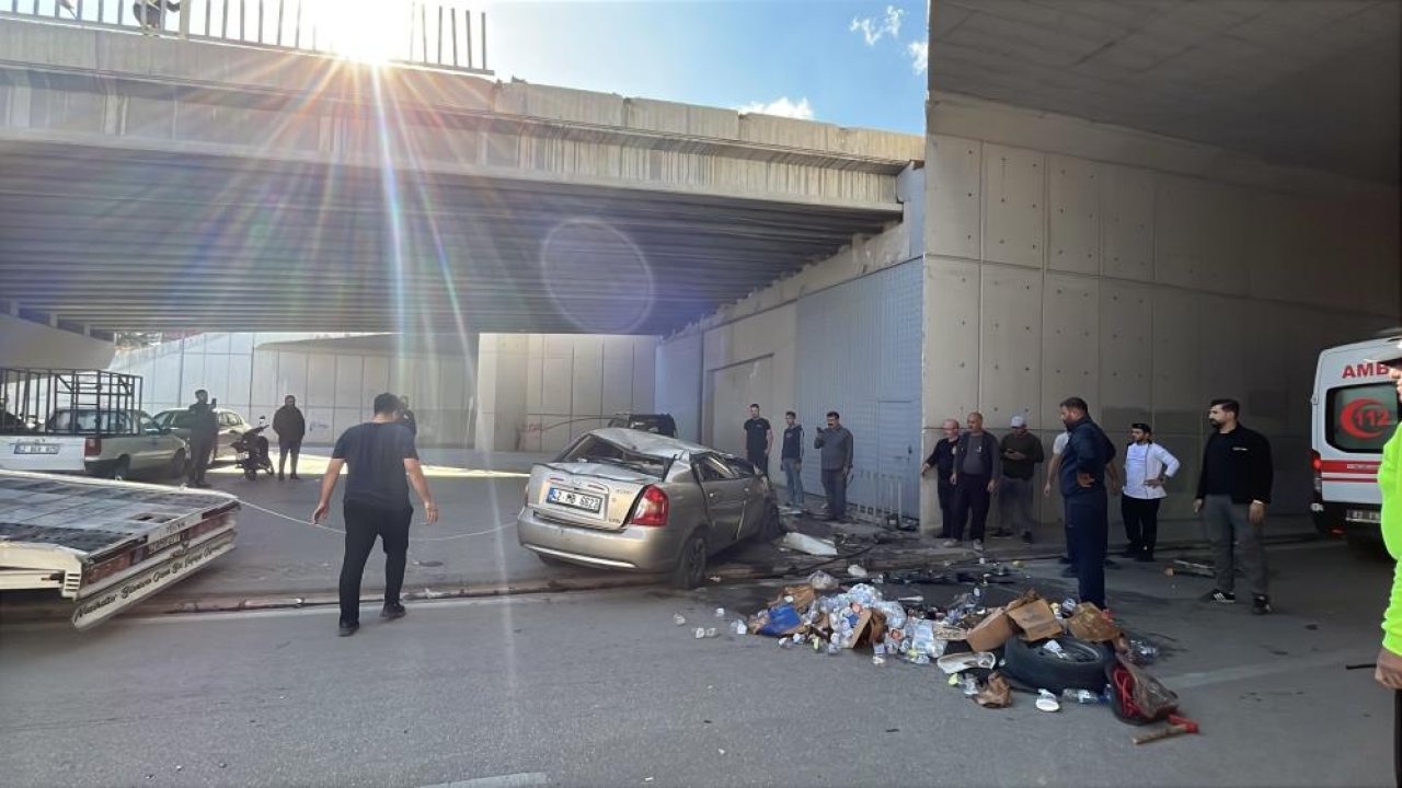 Konya'da otomobil üst geçitten yola düştü! 2 kişi yaralandı