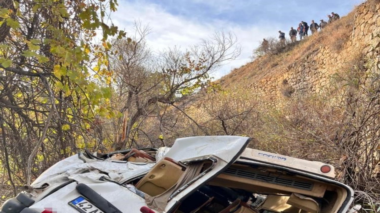 Hadim'de öğrenci servisi uçuruma yuvarlandı! 13'ü öğrenci 14 kişi yaralandı