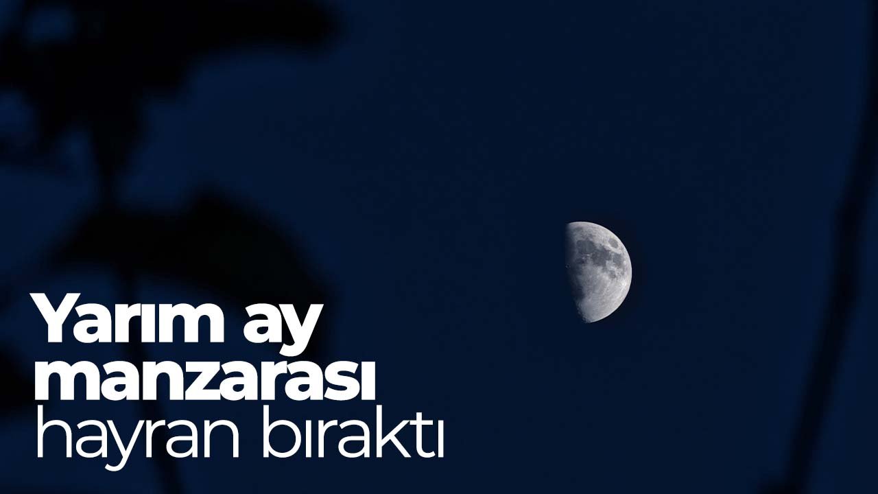 Gün batımının ardından ortaya çıkan yarım ay, gökyüzünde görsel şölen oluşturdu