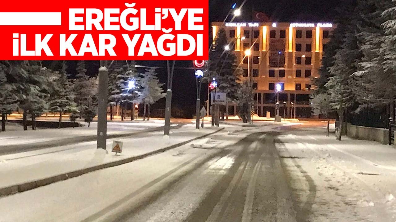 Konya’nın Ereğli ilçesine mevsimin ilk karı yağdı