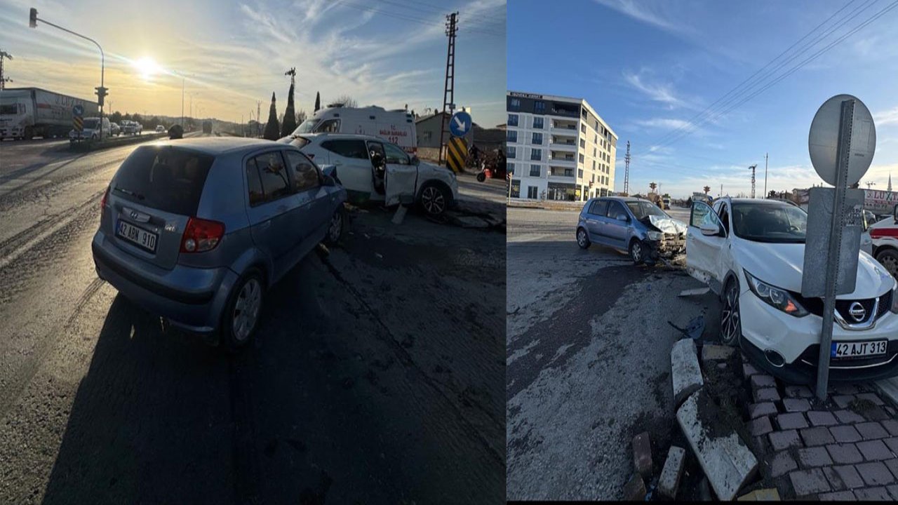 Konya'da iki araç çarpıştı: 3 yaralı!