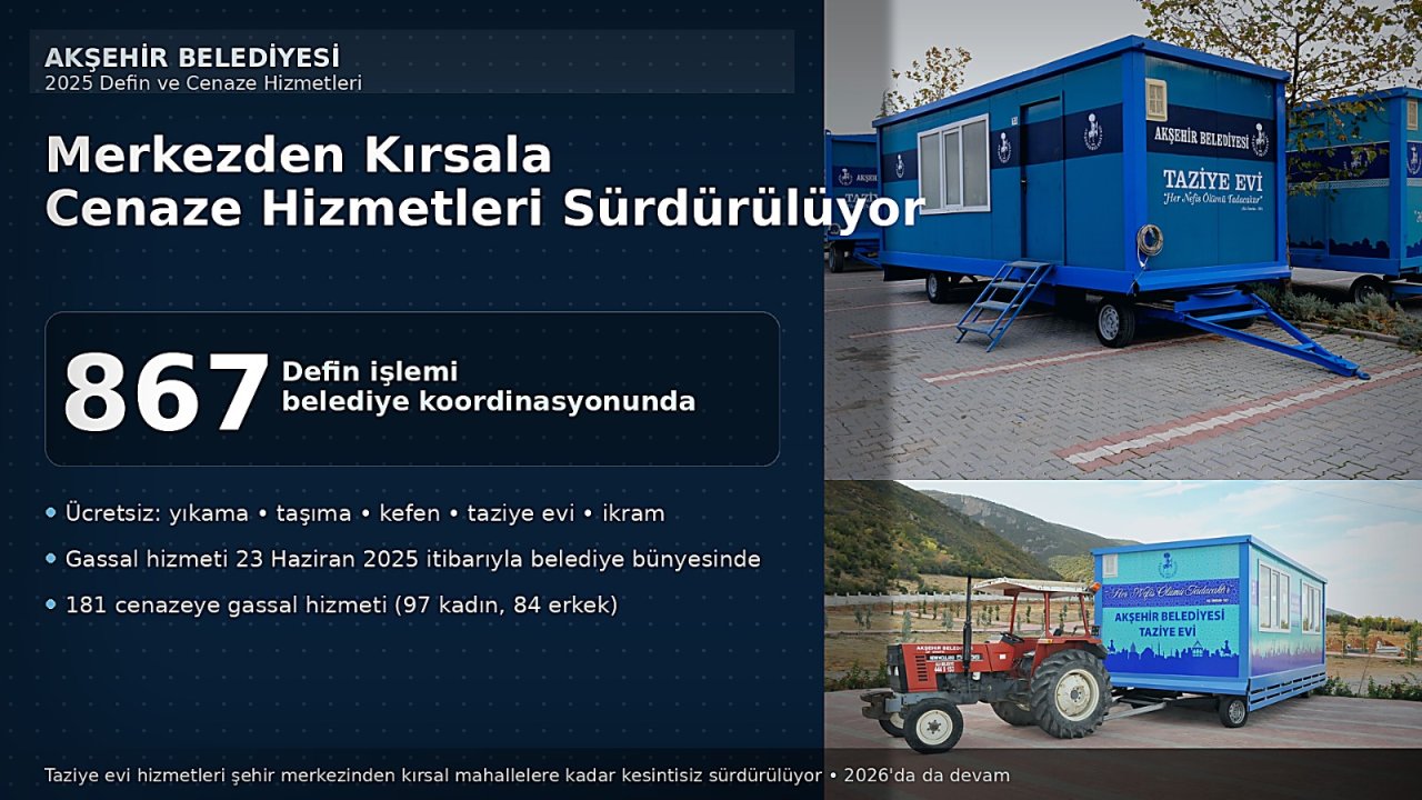 Merkezden kırsala Akşehir’de cenaze hizmetleri sürdürülüyor!