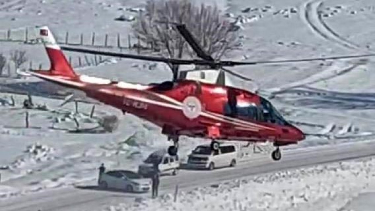 Karlı yollar engel oldu, Gökbey havalandı: Kalp krizi geçiren vatandaş kurtarıldı
