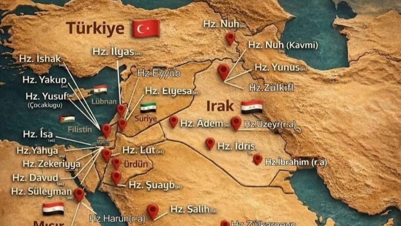 Bu harita çok konuşuluyor: Kur’an’da adı geçen peygamberlerin coğrafyası