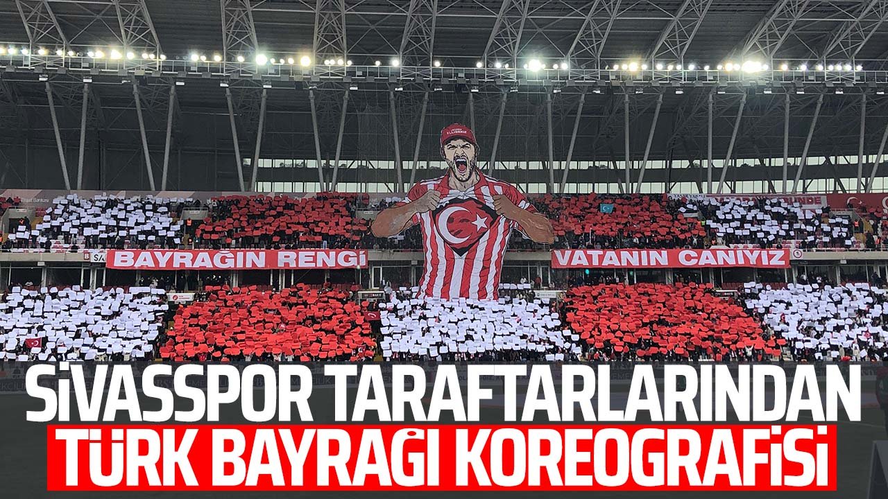Sivasspor taraftarlarından Türk bayrağı koreografisi