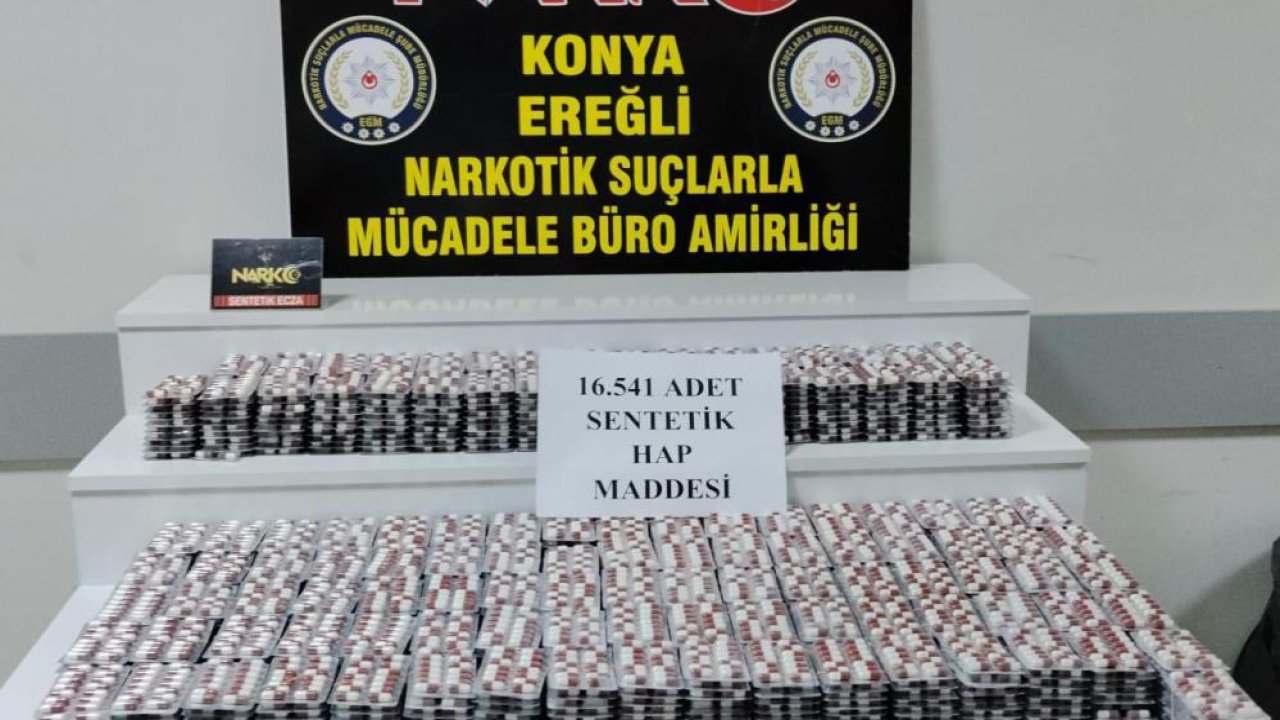 Konya’da zehir aracı çökertildi! Ereğli’de binlerce hapla yakalanan şebeke dağıtıldı