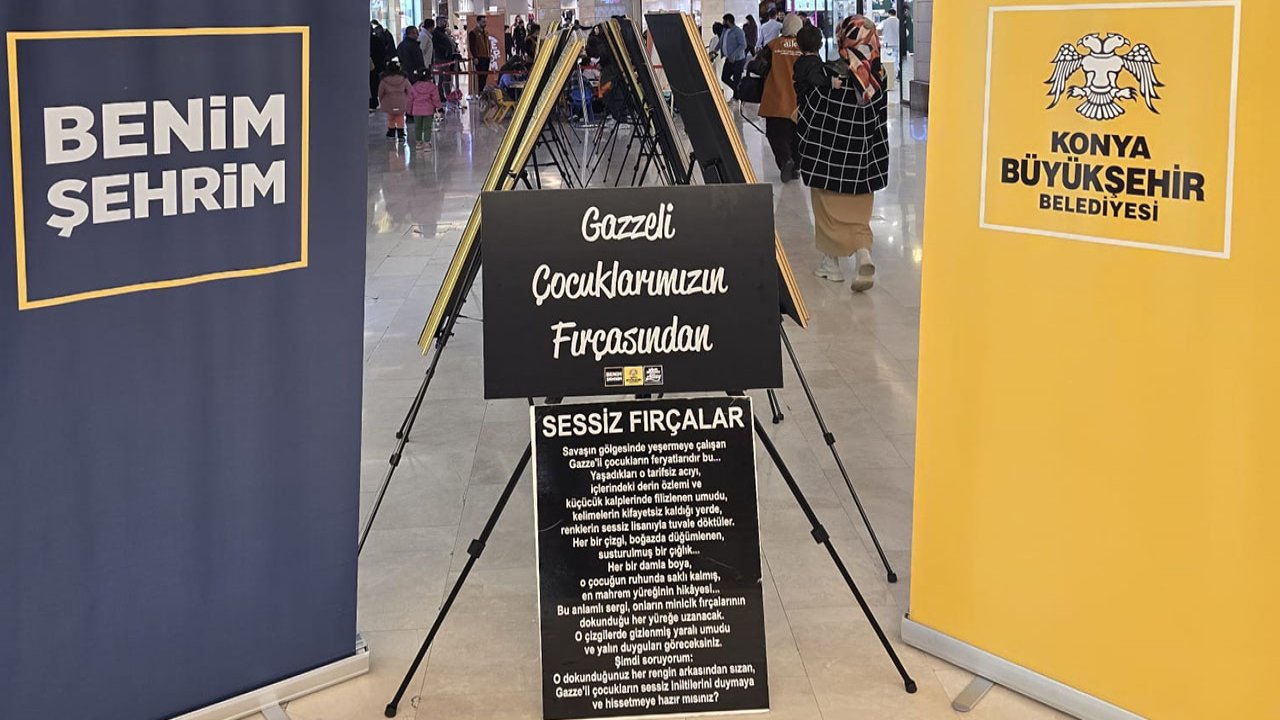 Konya’da duygulandıran sergi: Gazzeli çocukların “Sessiz Fırçalar”ı büyük ilgi gördü!