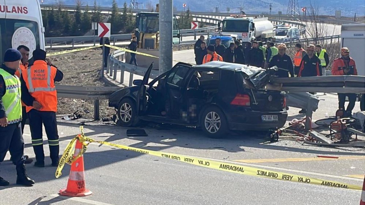 Karaman’da yürek yakan kaza: Bariyerlere saplanan otomobil anne ve babayı hayattan kopardı
