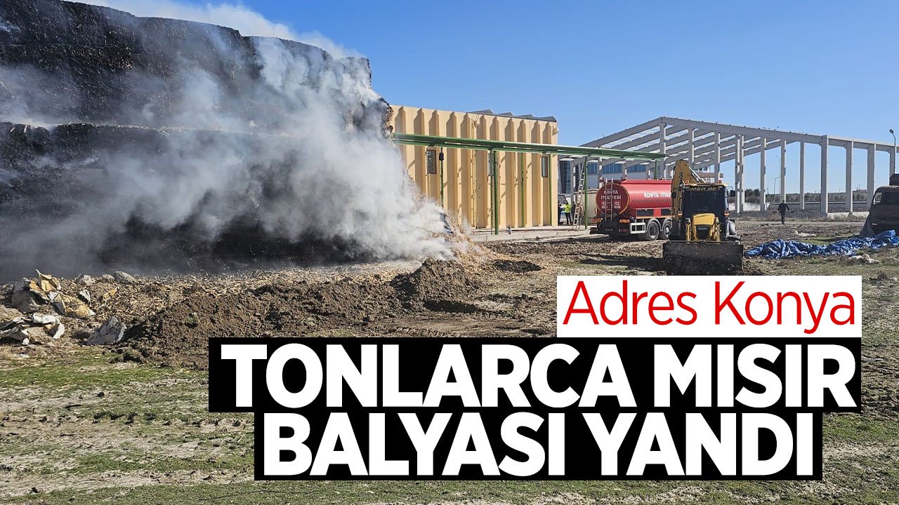 Adres Konya: Tonlarca mısır balyası alev alev yandı