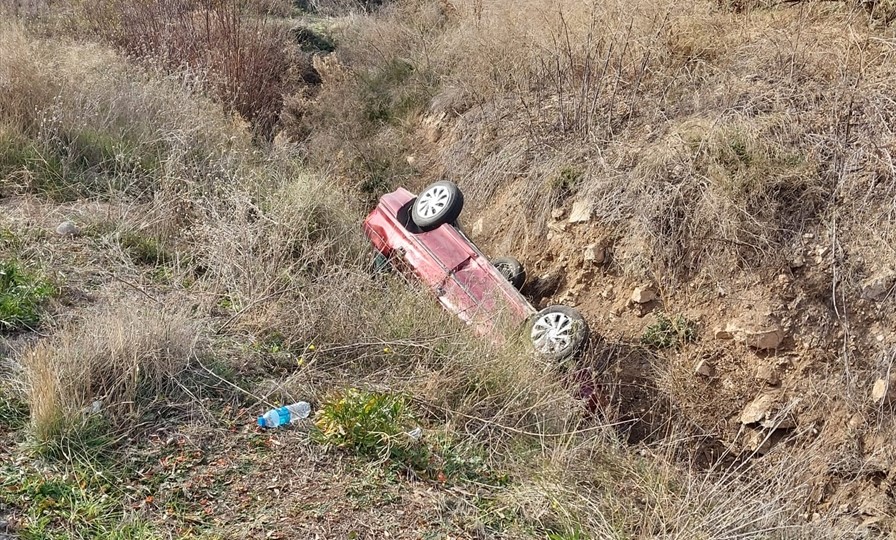 Beyşehir'de devrilen otomobilin sürücüsü yaralandı