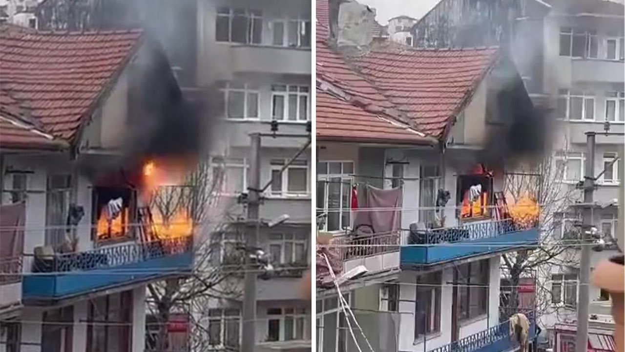 Korkutan yangın: Evde çıkan yangında elektrik kabloları patladı