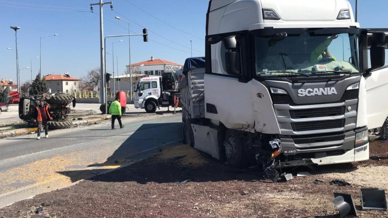 Konya Ereğli’de şok eden kaza! Traktör ikiye ayrıldı!
