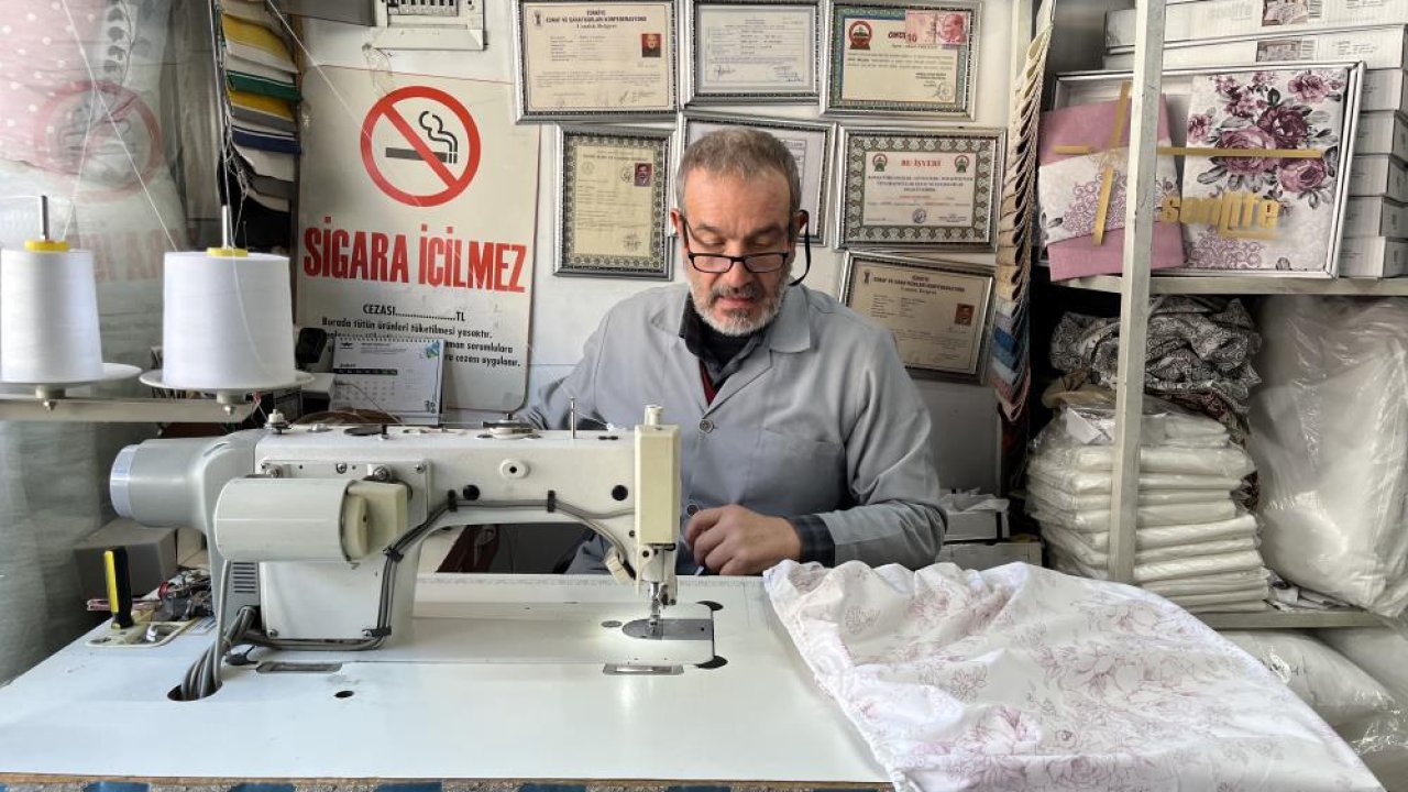 Konya’da 4 kuşaktır yaşayan meslek! Büyük dedesinden kalan yorgancılığı sürdürüyor!