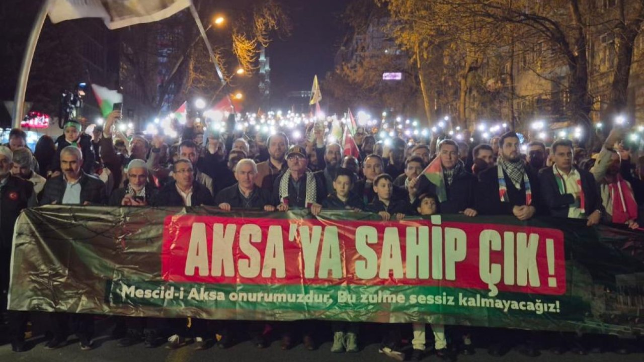 Ankara’da “Aksa’ya Sahip Çık” yürüyüşü: On binler tek yürek oldu!