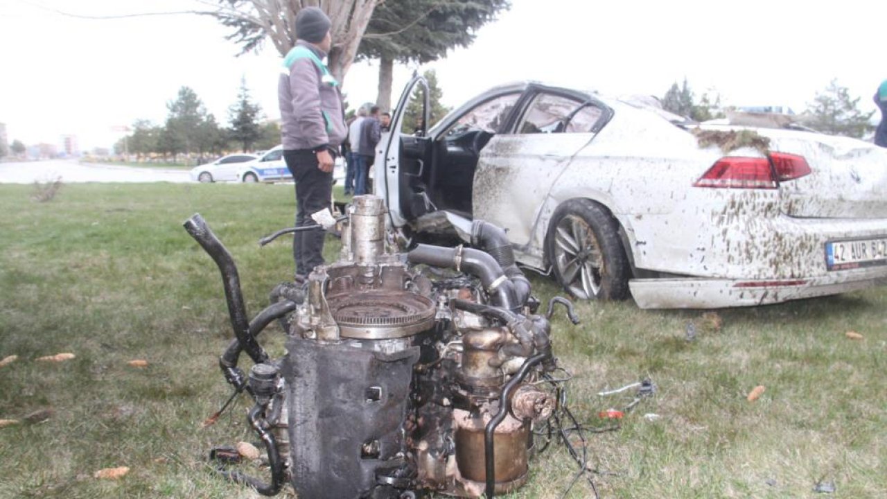 Konya’da kavşakta can pazarı! Otomobil parçalandı, sürücü mucize eseri kurtuldu