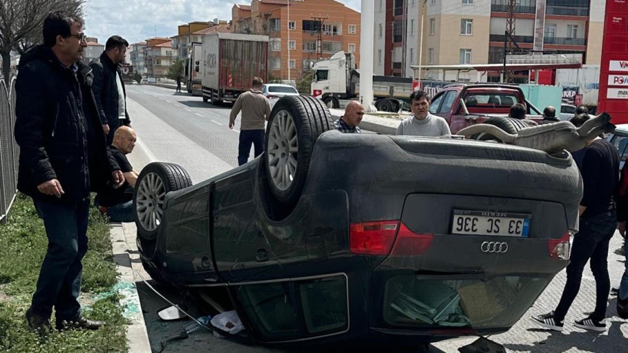 Konya’da can pazarı! Takla atan otomobilden 2 yaralı çıktı