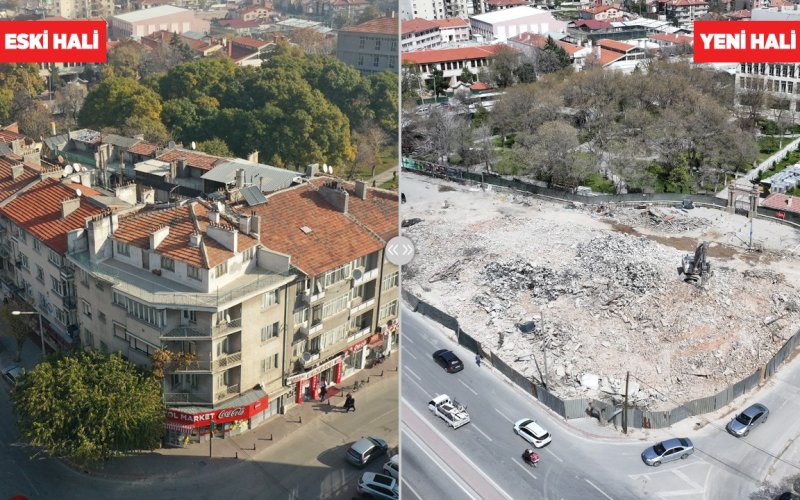 Konya Beşyol Kavşağı'nda Büyükşehir tarafından kamulaştırılan 8 binanın yıkım işlemi tamamlandı