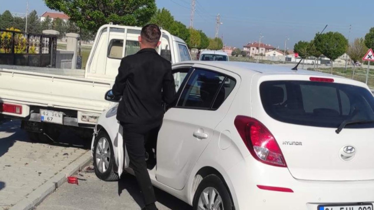 Karapınar’da feci kaza: Bisiklete çarpan otomobil kamyonette durdu