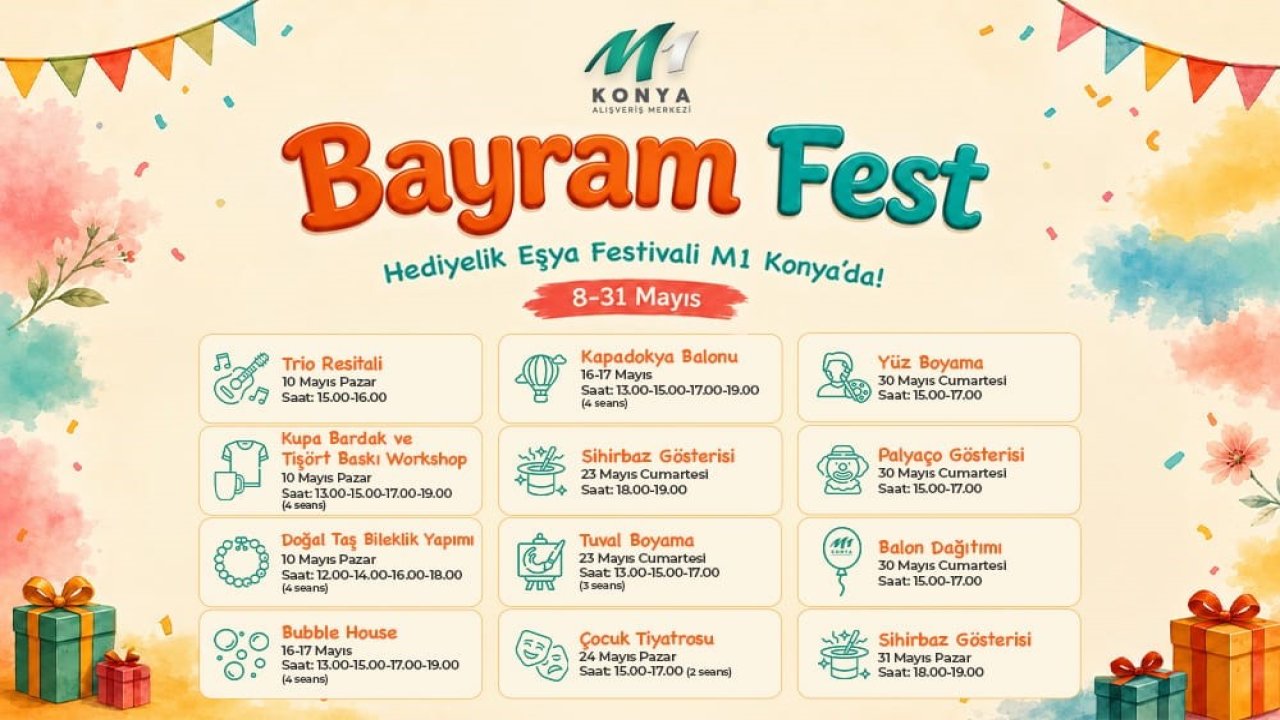 M1 Konya AVM’de Bayram coşkusu başladı! Dev festivalde çocuklar için sürpriz etkinlikler!