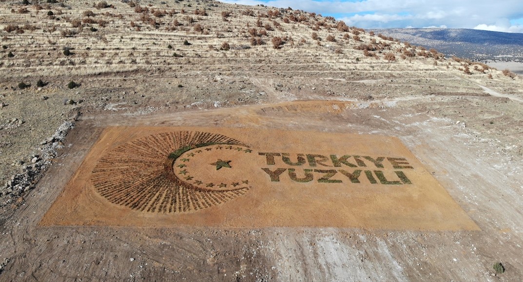 Binlerce fidanla "Türkiye Yüzyılı" logosu oluşturuldu
