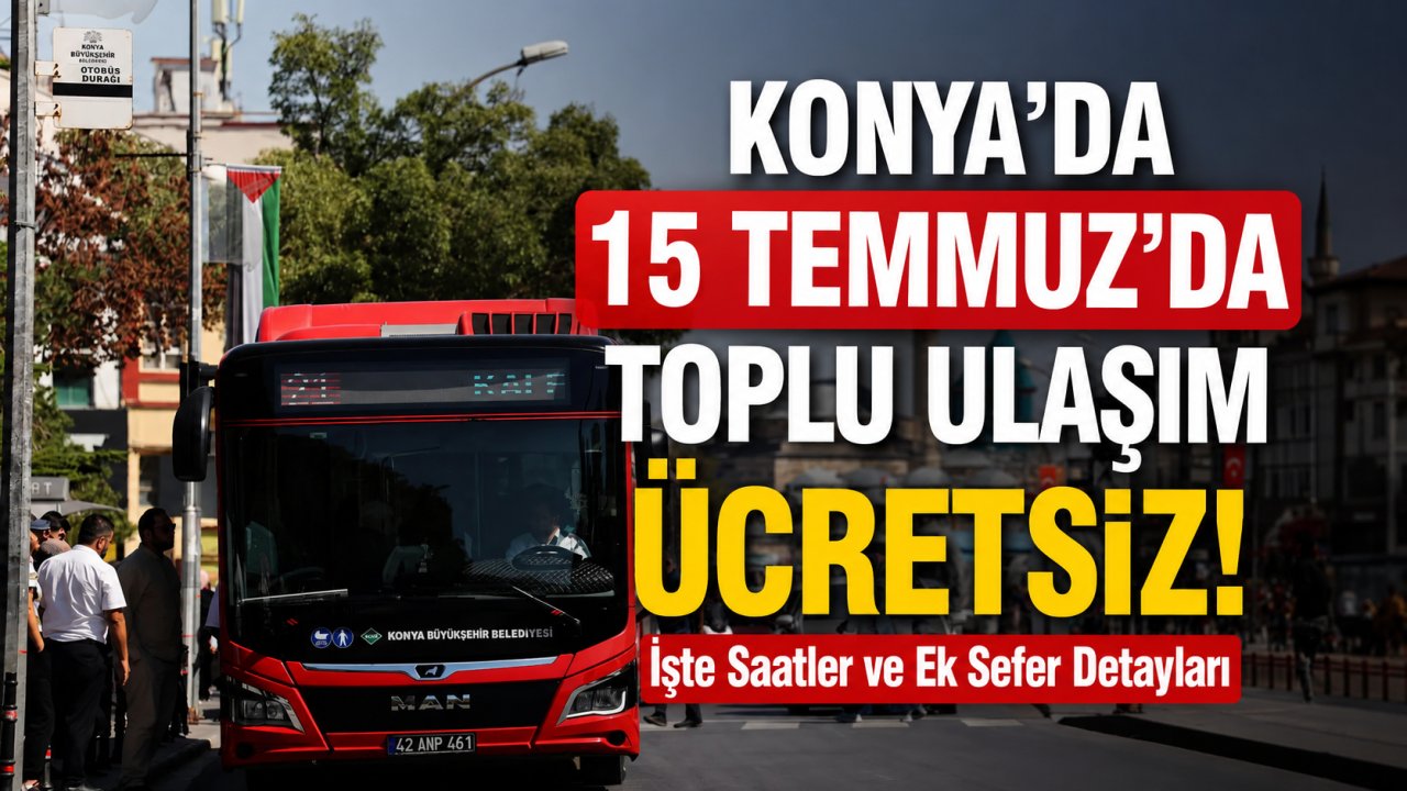Konya'da 15 Temmuz'da toplu ulaşım ücretsiz! İşte saatler ve ek sefer detayları