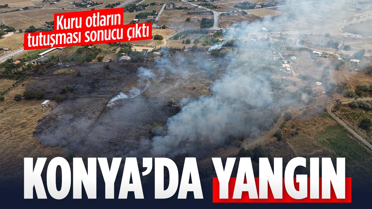 Konya'da yangın: Kuru otların tutuşması sonucu çıktı