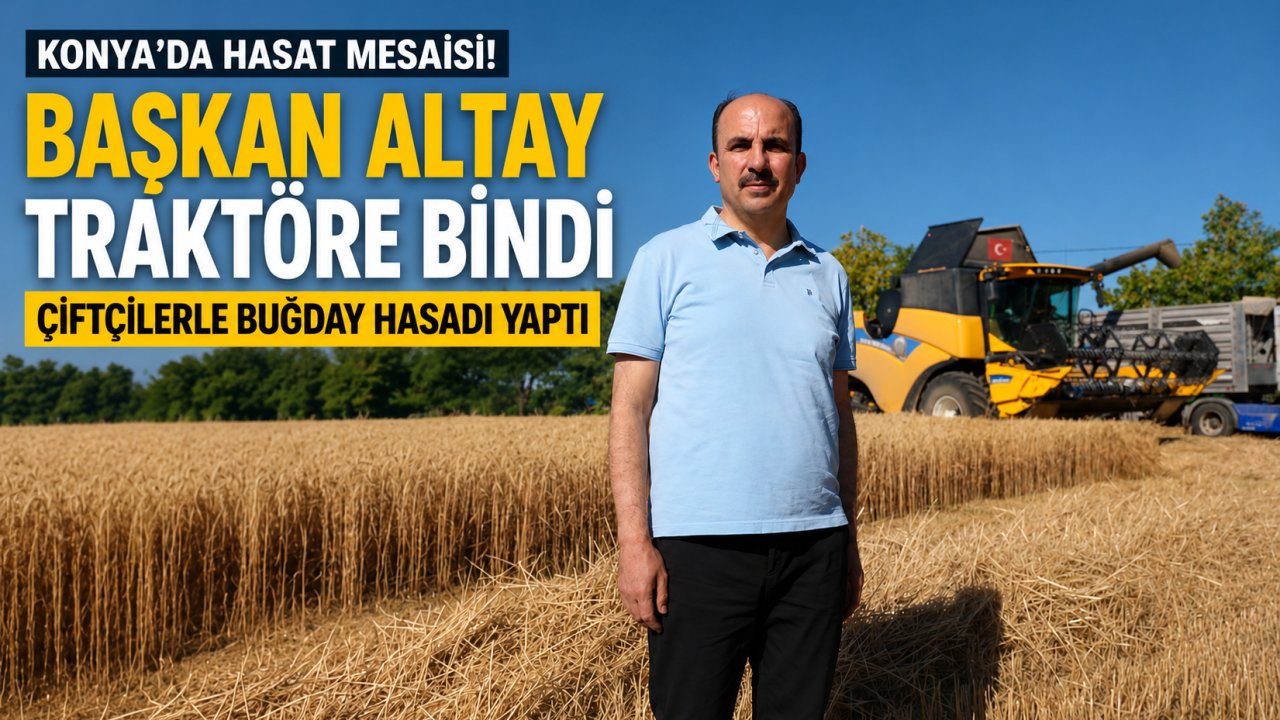 Konya'da Hasat Mesaisi! Başkan Altay Traktöre Bindi, Çiftçilerle Buğday Hasadı Yaptı!