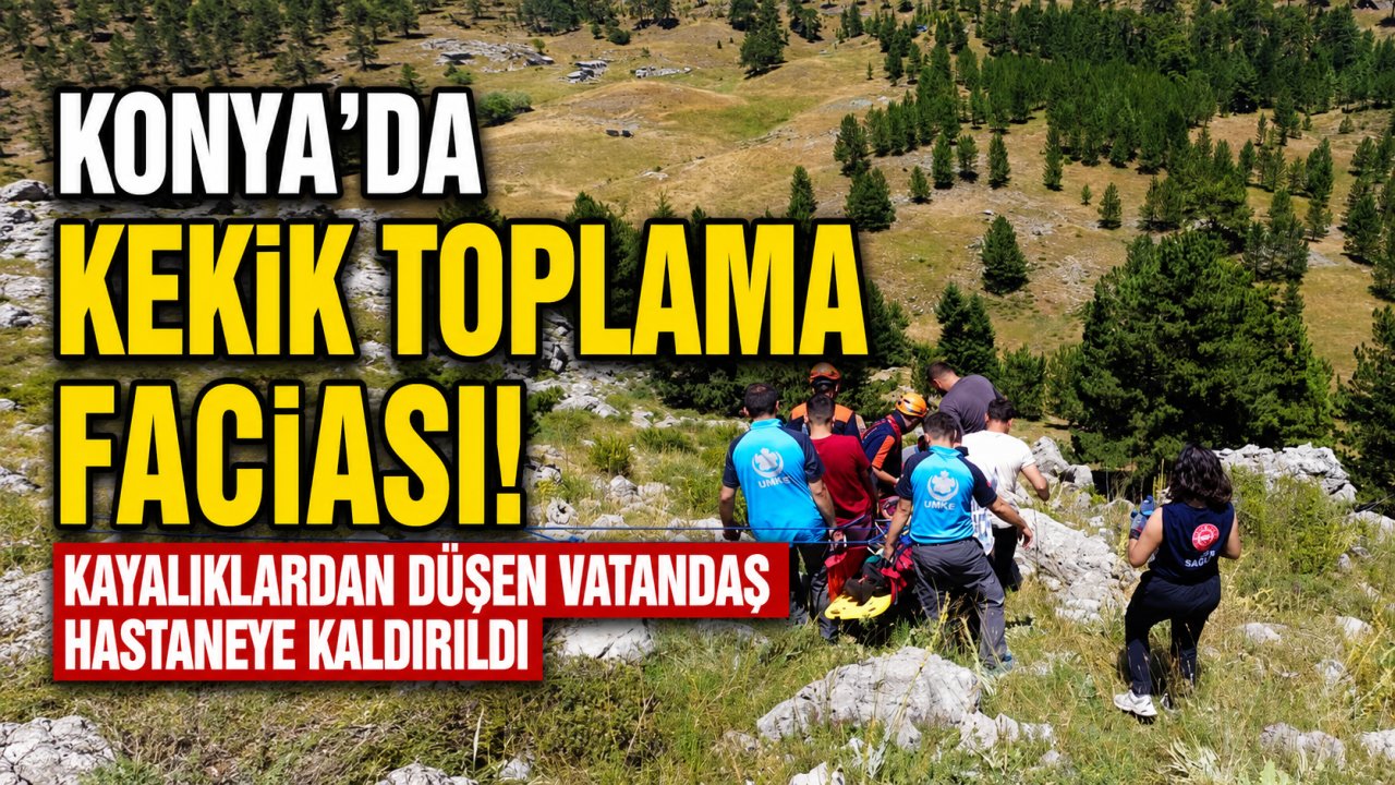Konya'da kekik toplama faciası! Kayalıklardan düşen vatandaş hastaneye kaldırıldı