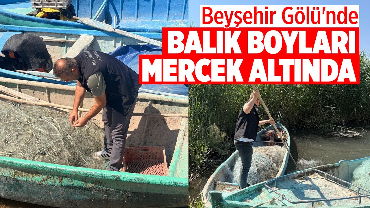 Beyşehir Gölü'nde ağlar ve balık boyları denetlendi