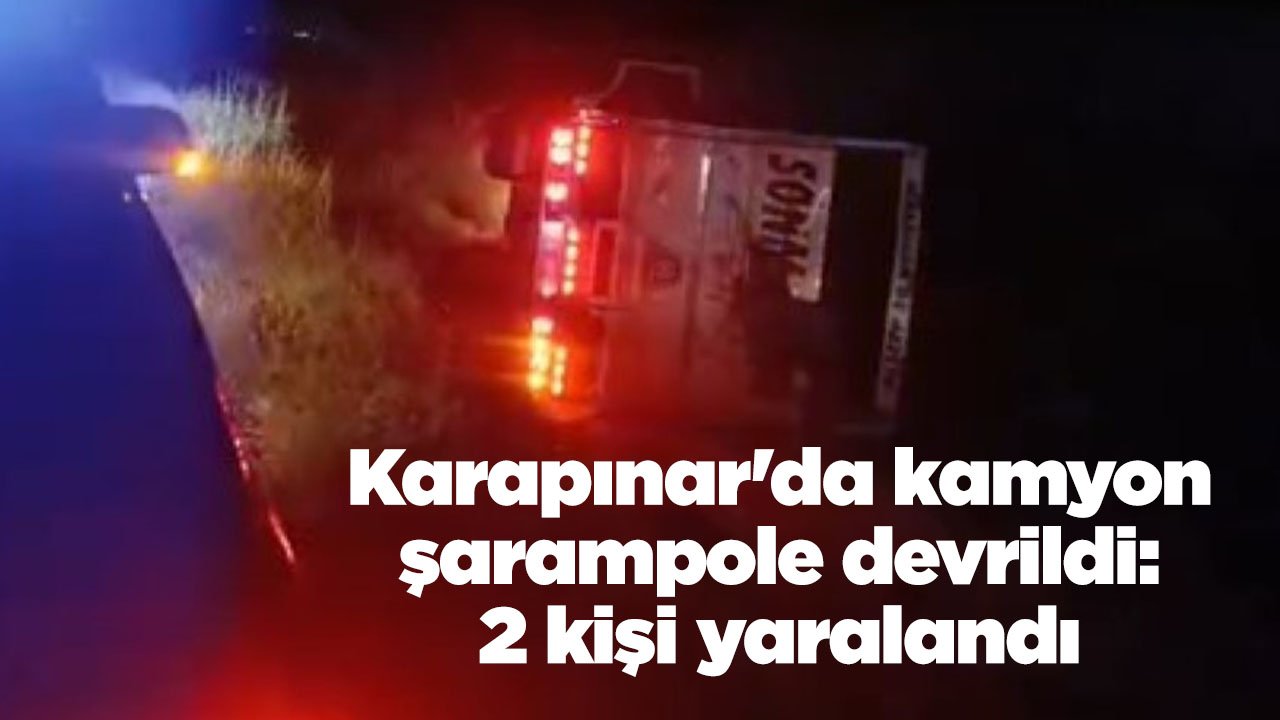 Karapınar'da kamyon şarampole devrildi: 2 kişi yaralandı
