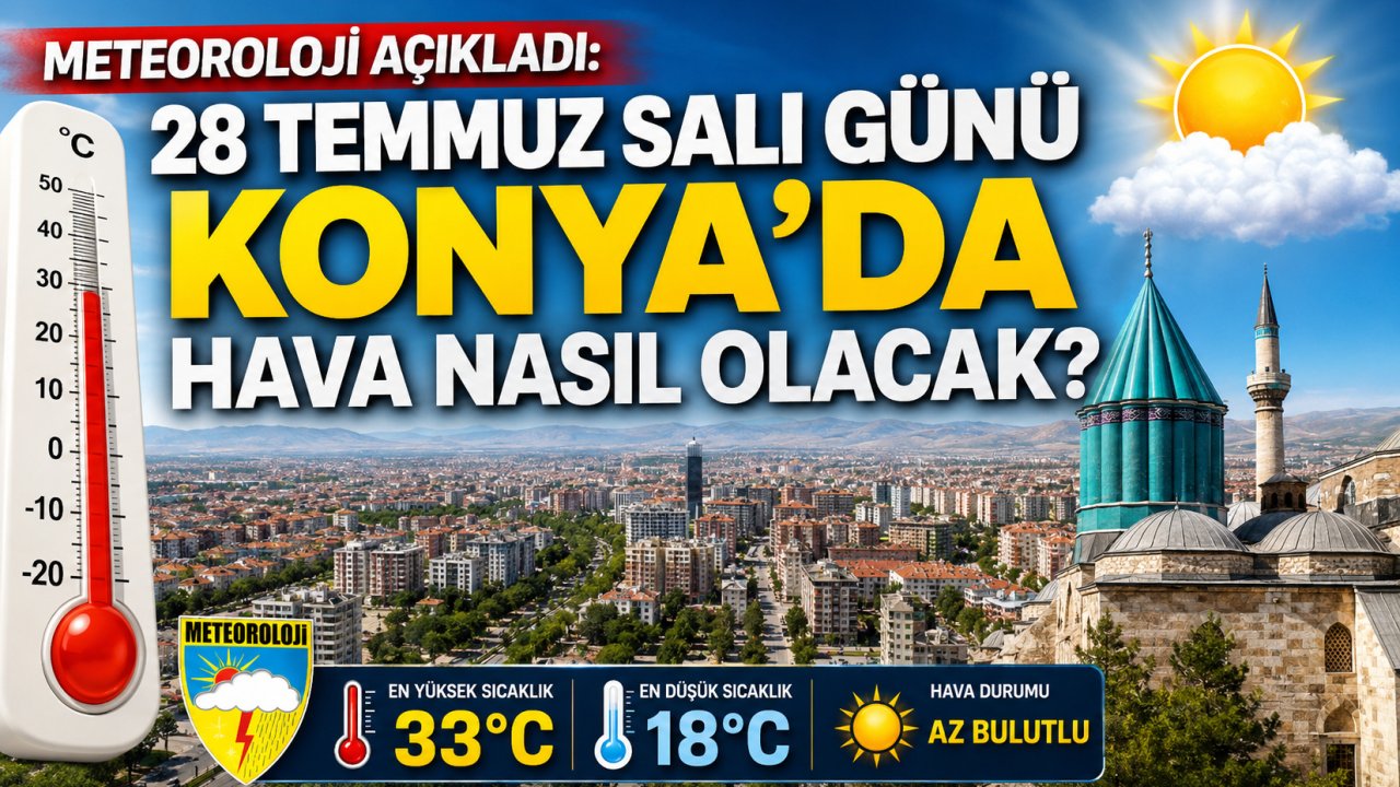 Meteoroloji açıkladı: 28 Temmuz Salı günü Konya’da hava nasıl olacak?