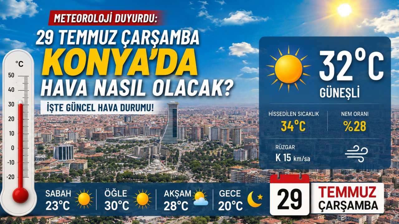 Meteoroloji Duyurdu: 29 Temmuz Çarşamba Günü Konya'da Hava Nasıl Olacak? İşte Güncel Hava Durumu!