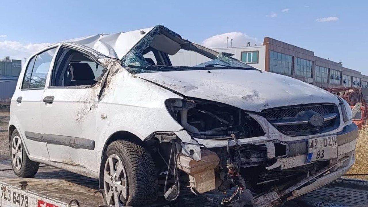 Konya’da korkutan kaza! Otomobil takla attı: 4 yaralı