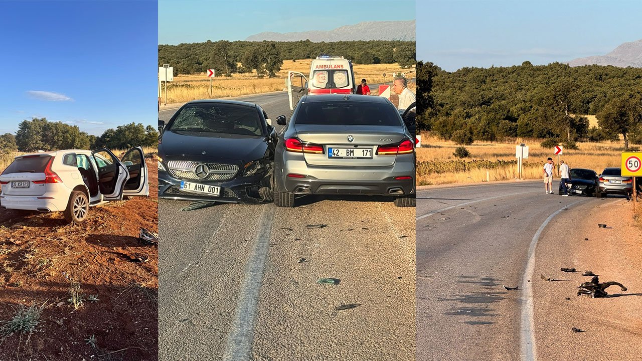 Konya'da 3 otomobil çarpıştı: 6 yaralı