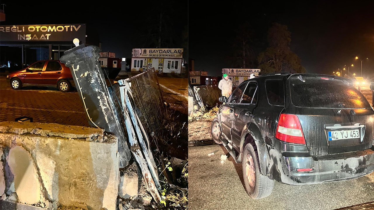 Konya Ereğli’de SUV tipi araç duvara çarptı! Kazada 4 kişi yaralandı