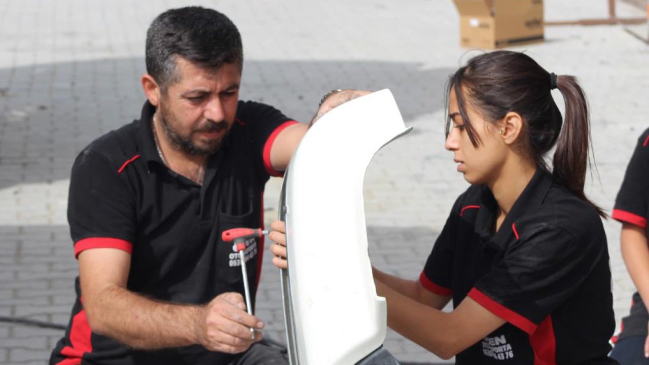 Konya’da 17 yaşındaki Fatma, ağır vasıta ustası olma yolunda