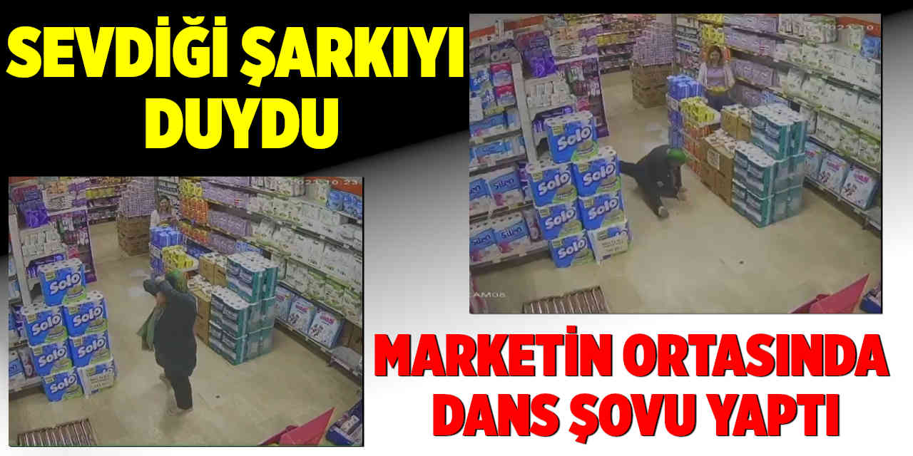 Sevdiği şarkıyı duyan yaşlı kadın, marketin ortasında dans şovu yaptı