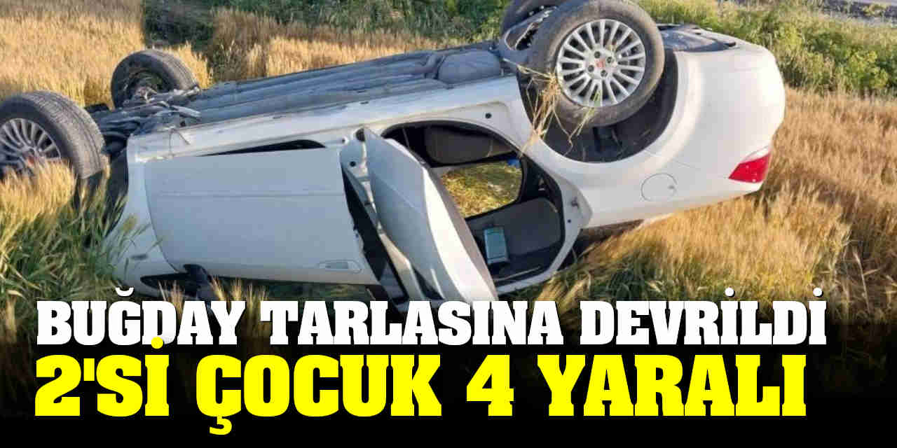 Konya'da Otomobil Buğday Tarlasına Devrildi: 2'si Çocuk 4 Yaralı