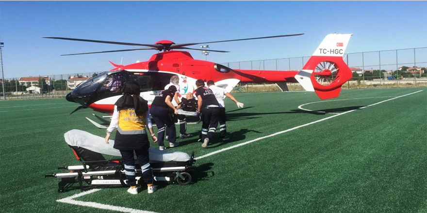 Ambulans helikopter beyin kanaması geçiren hasta için havalandı