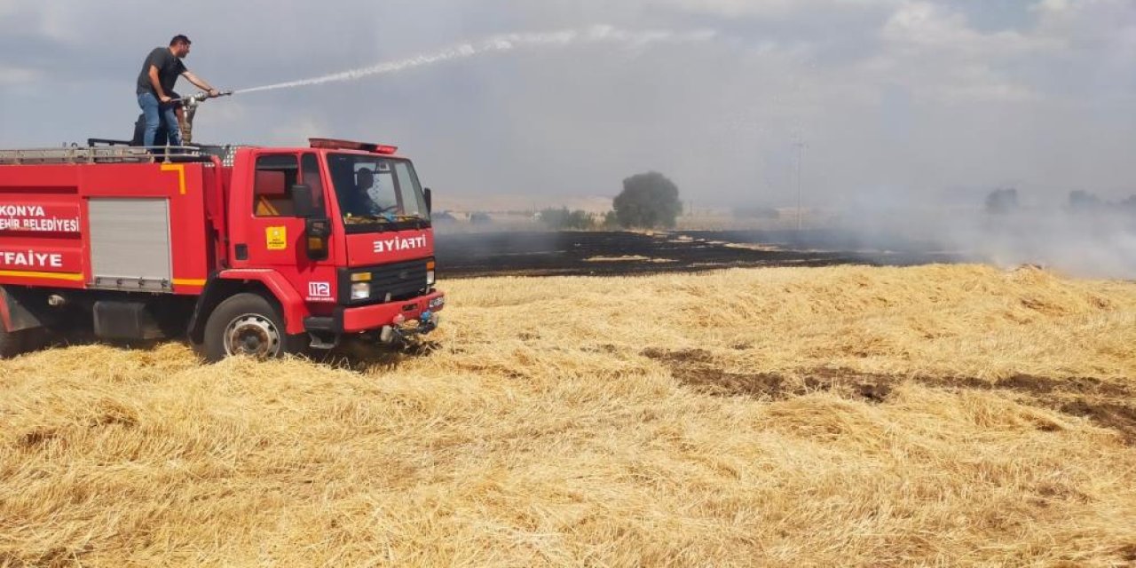 Konya'da arazi yangını ormana sıçramadan söndürüldü